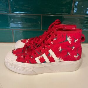Adidas Thebe Magugu Red Floral High-Top Sneakers